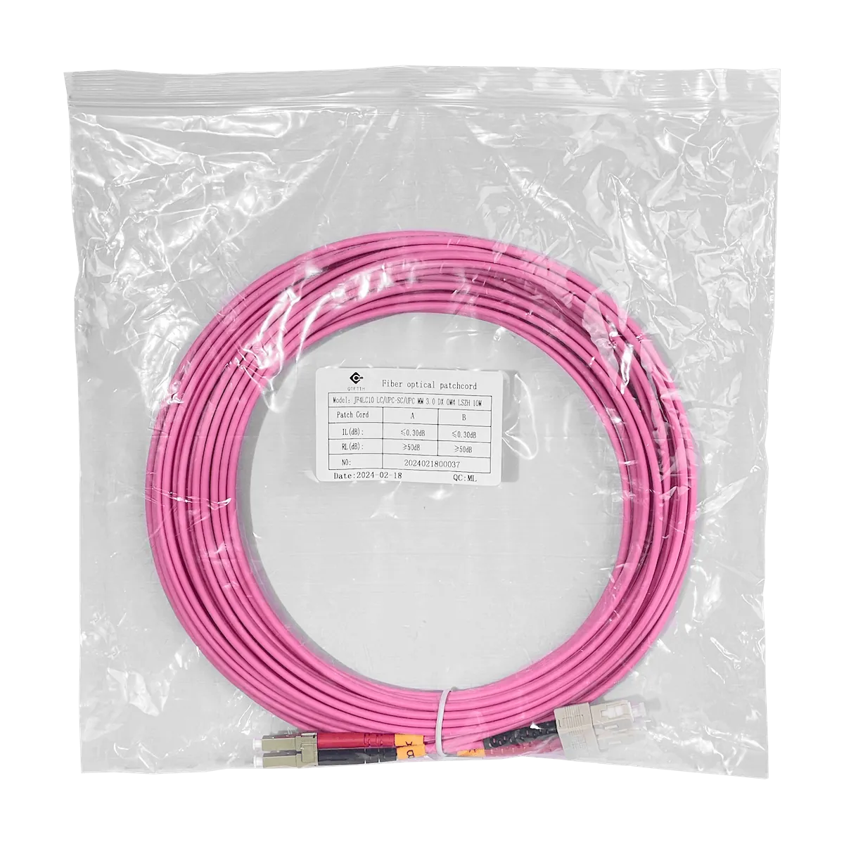 Jumper Fibra 50/125um 3mm LSZH 100mt LC-SC OM4 MultiModo MM Duplex  3