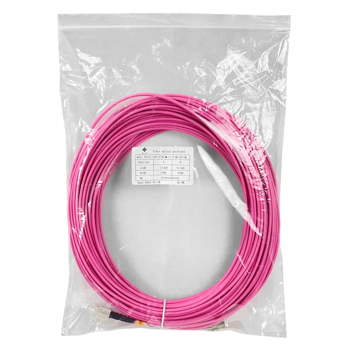 Jumper Fibra 3.0mm 50/125um LSZH 25mt LC-SC OM4 MultiModo MM Duplex  3