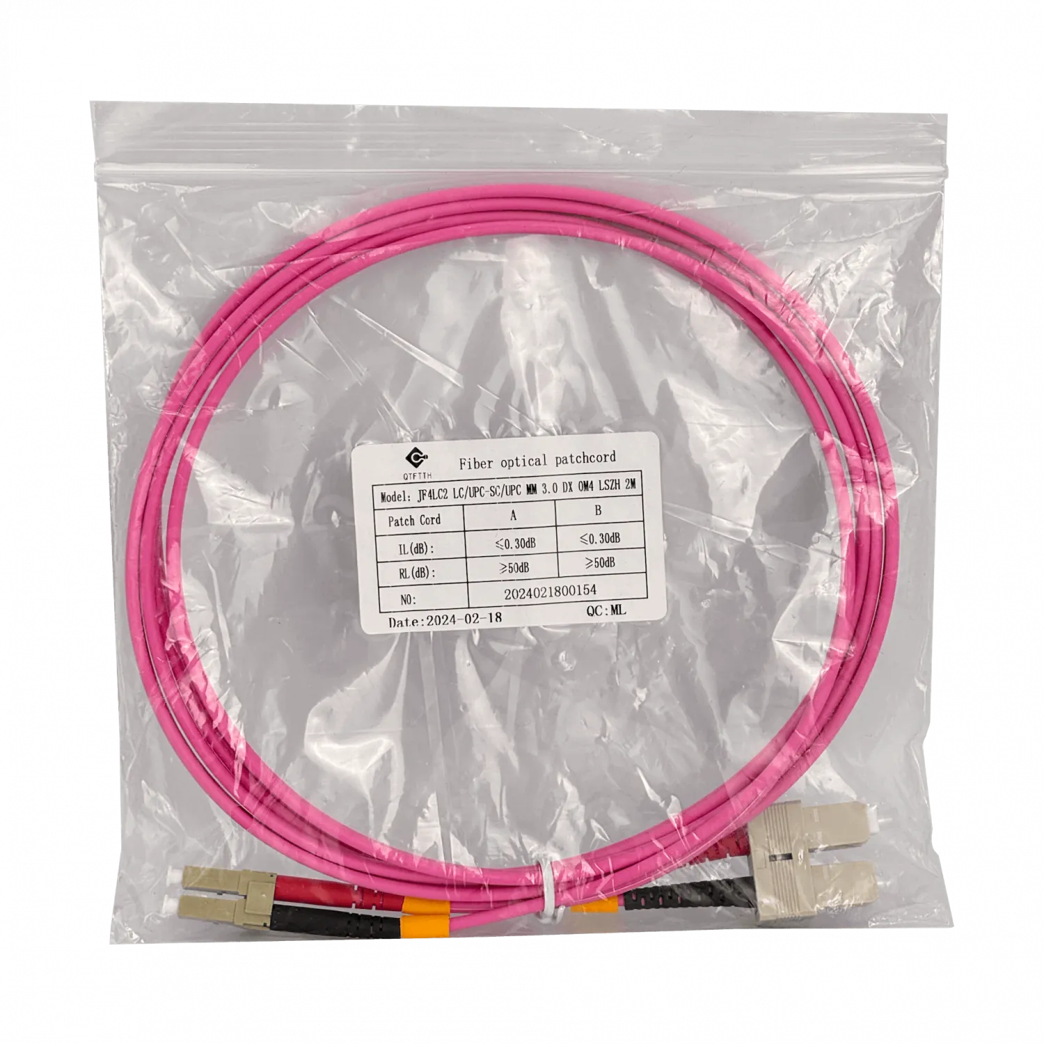Jumper Fibra 3.0mm 50/125um LSZH 25mt LC-SC OM4 MultiModo MM Duplex  3