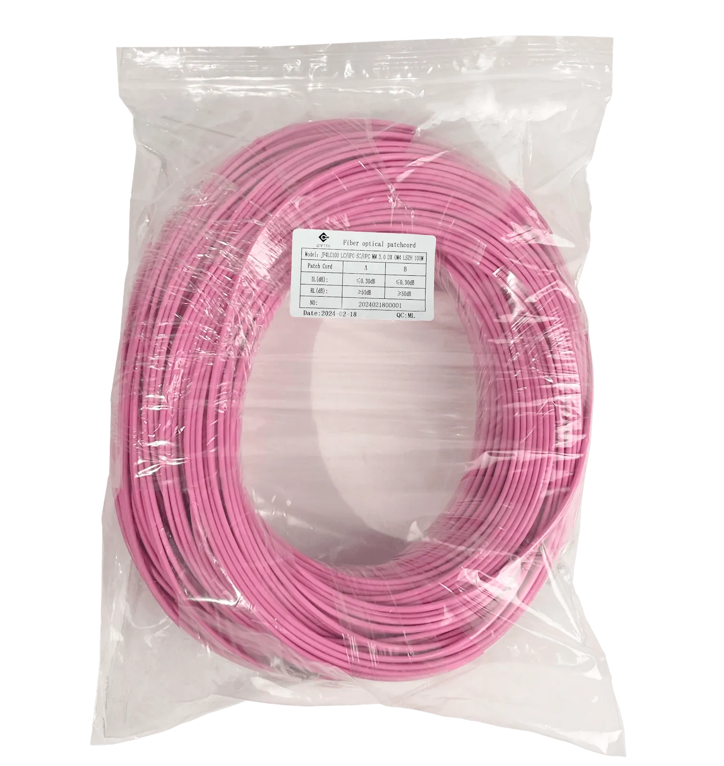 Jumper Fibra 50/125um 3mm LSZH 100mt LC-SC OM4 MultiModo MM Duplex  3