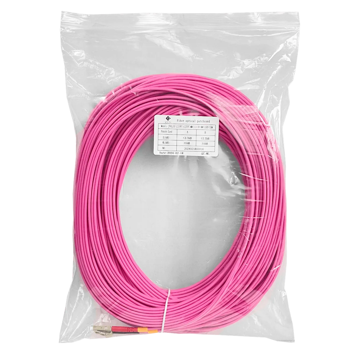 Jumper Fibra 50/125um 3mm LSZH 50mt LC-LC OM4 MultiModo MM Duplex  3