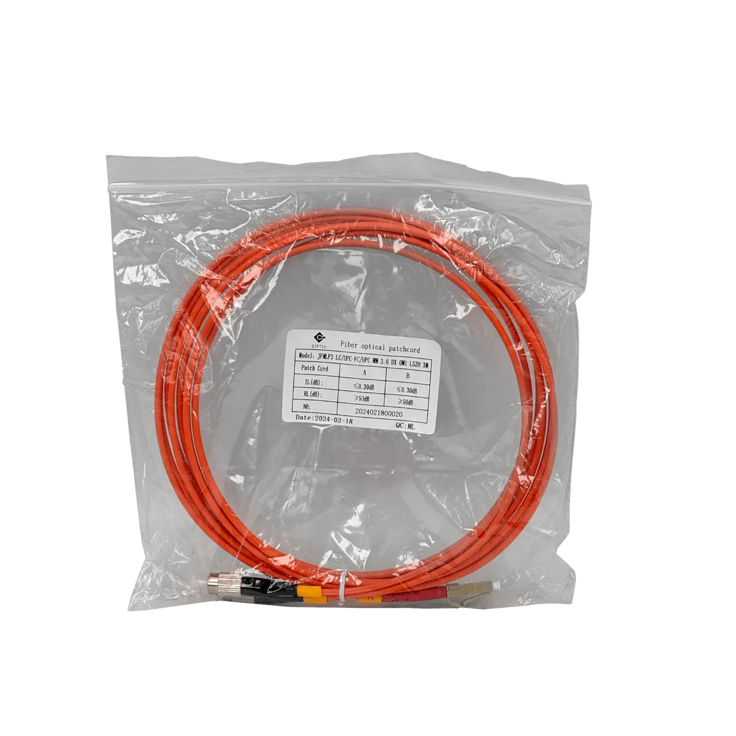 3mt LC-FC OM1 MultiModo MM Duplex Jumper Fibra 62.5/125um LSZH 1