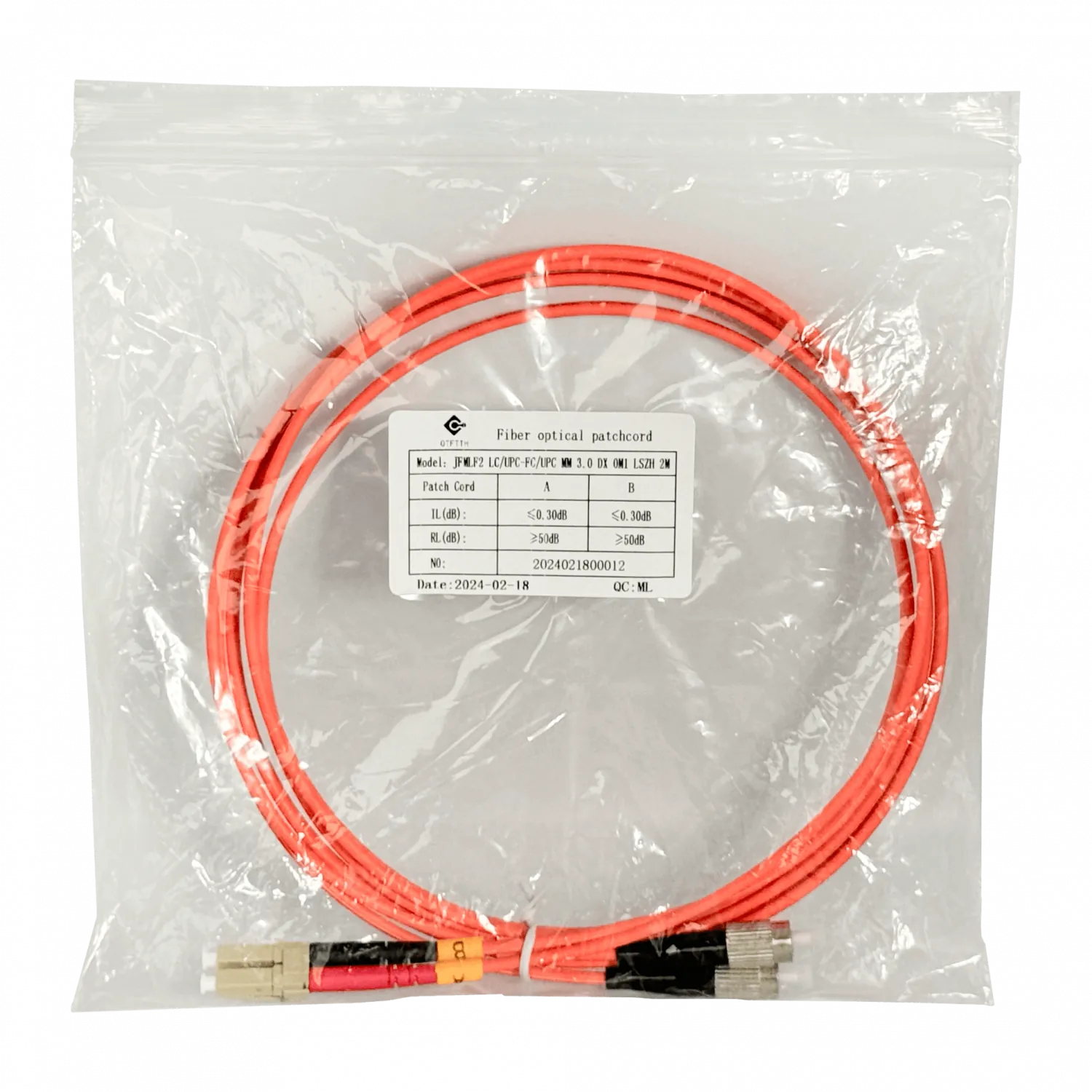 2mt LC-FC OM1 MultiModo MM Duplex Jumper Fibra 62.5/125um LSZH 1