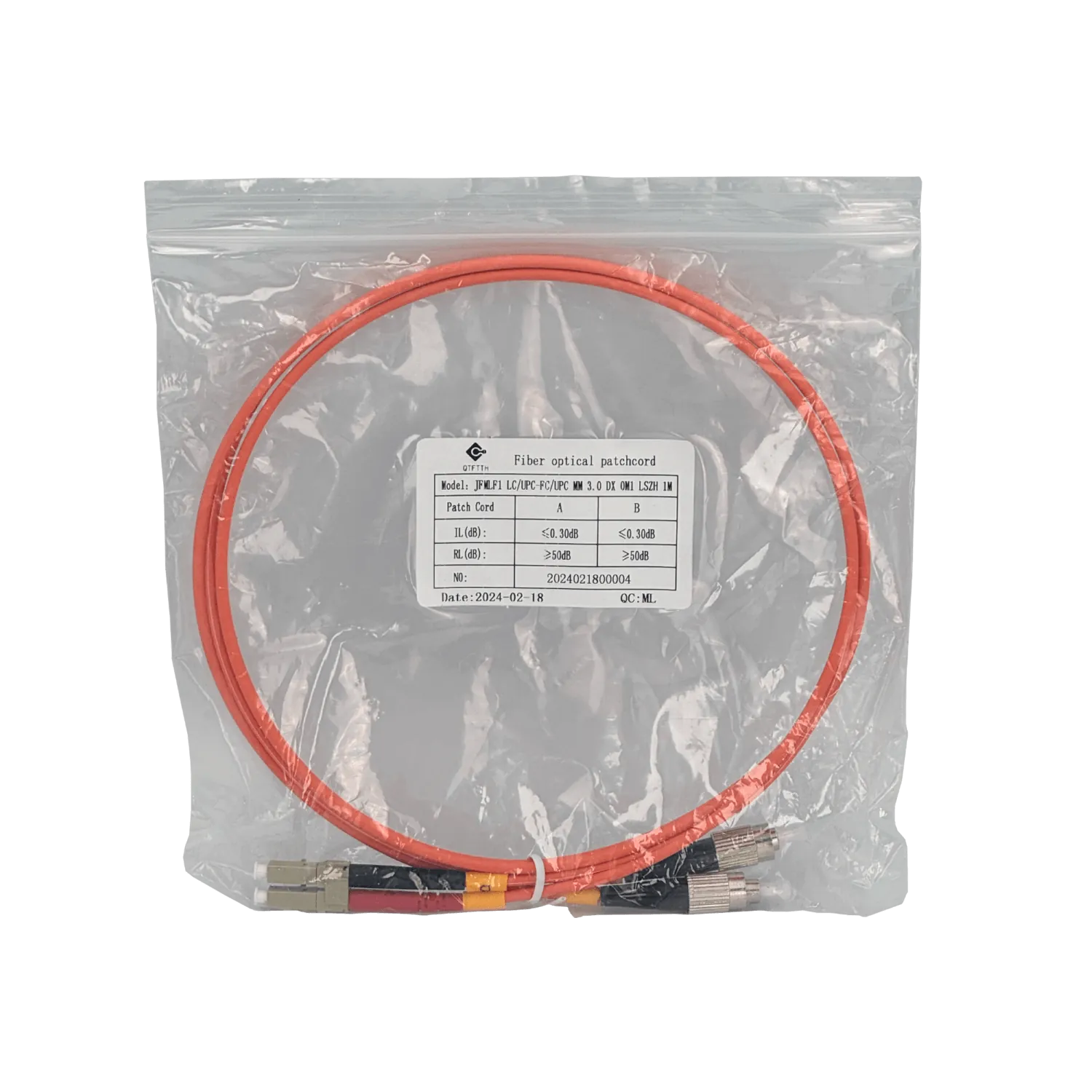 1mt LC-FC OM1 MultiModo MM Duplex Jumper Fibra 62.5/125um LSZH 1