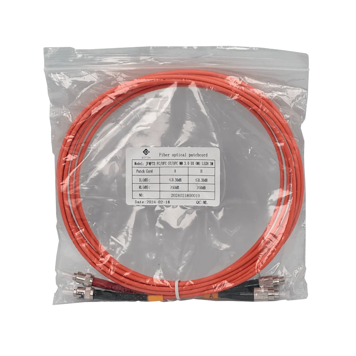 3mt FC-ST OM1 Multimodo MM Duplex Jumper Fibra 62.5/125um LSZH 1