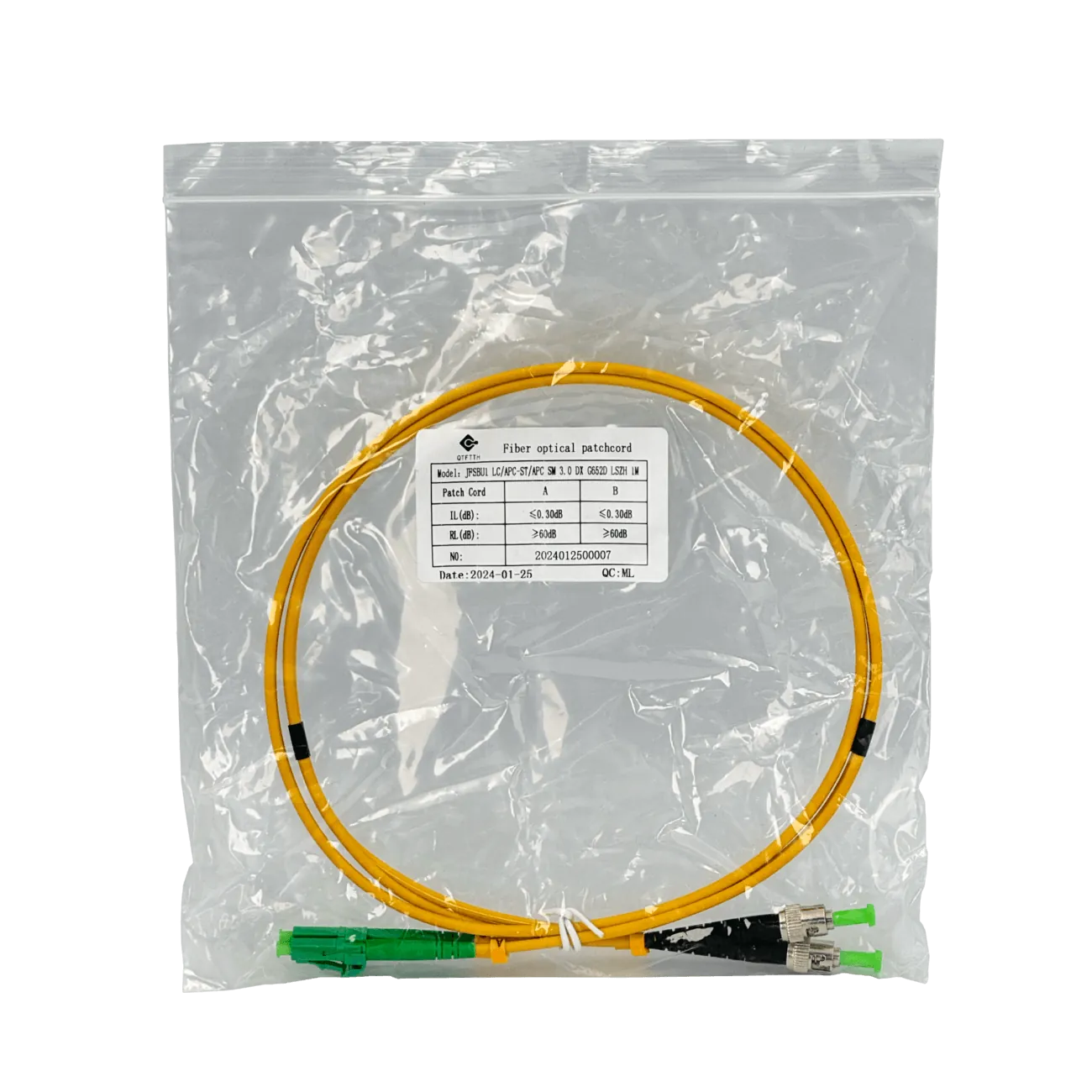 1mt LC/APC-ST/APC MonoModo SM Duplex Jumper Cable Fibra 9/125um 3mm 1