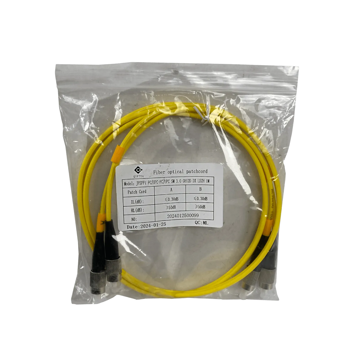 Jumper Cable Fibra 9/125um 3mm 1mt FC/UPC-FC/UPC MonoModo SM Duplex  3