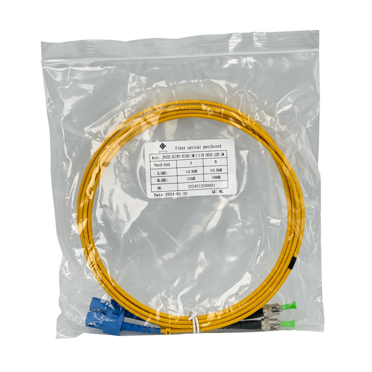 Jumper Cable Fibra 3.0mm 9/125um 2mt SC/UPC-ST/APC MonoModo SM Duplex  3