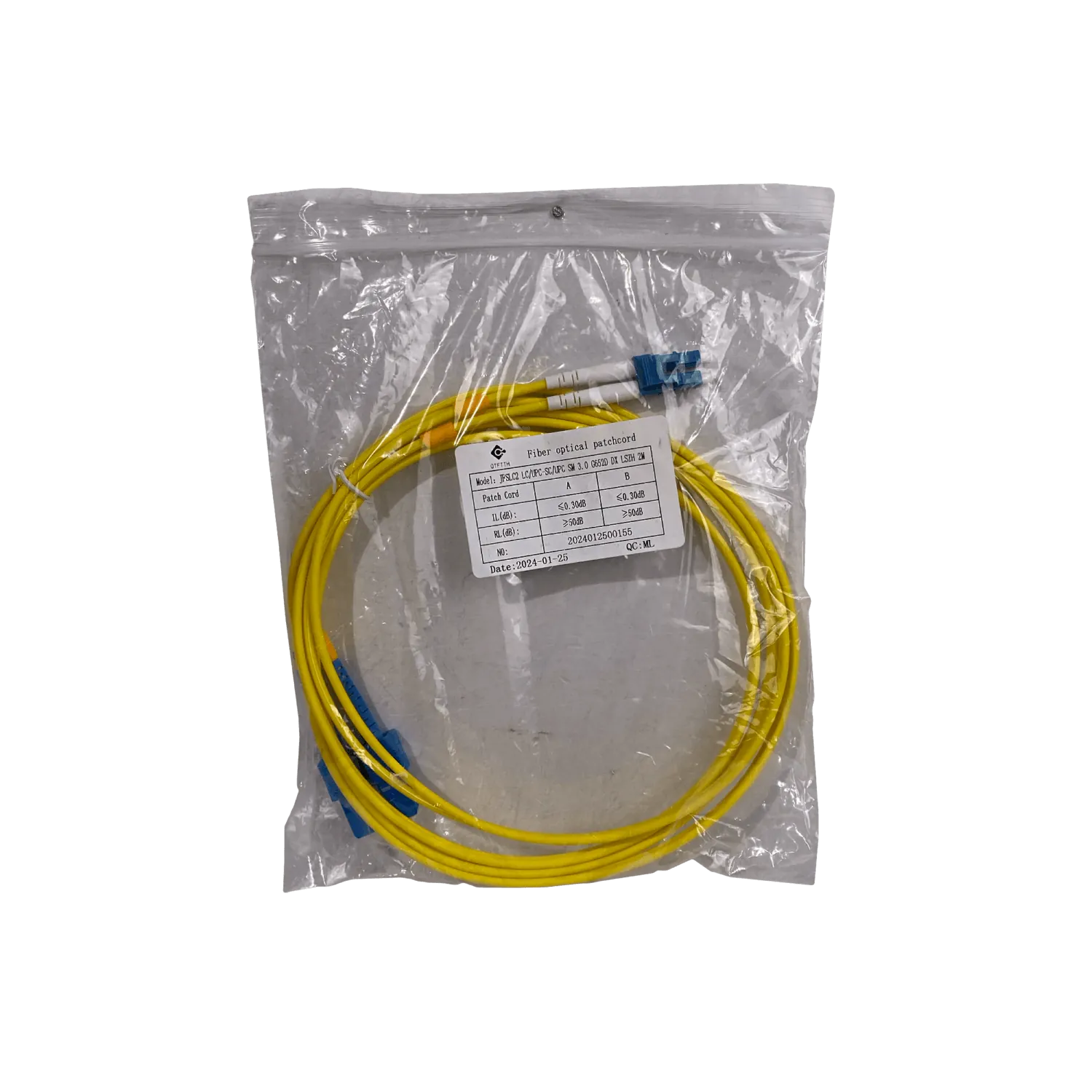 Jumper Cable Fibra 9/125um 3mm 2mt LC-SC/UPC MonoModo SM Duplex  3