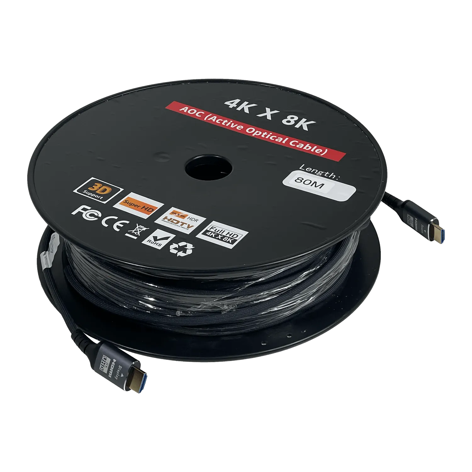 Cable HDMI de Fibra Óptica 80m 8K 4320p v2.0, HDMI-M a HDMI-M, Negro, 3D, 4Kx8K 1