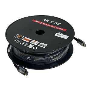Cable HDMI de Fibra Óptica 80m 8K 4320p v2.0, HDMI-M a HDMI-M, Negro, 3D, 4Kx8K