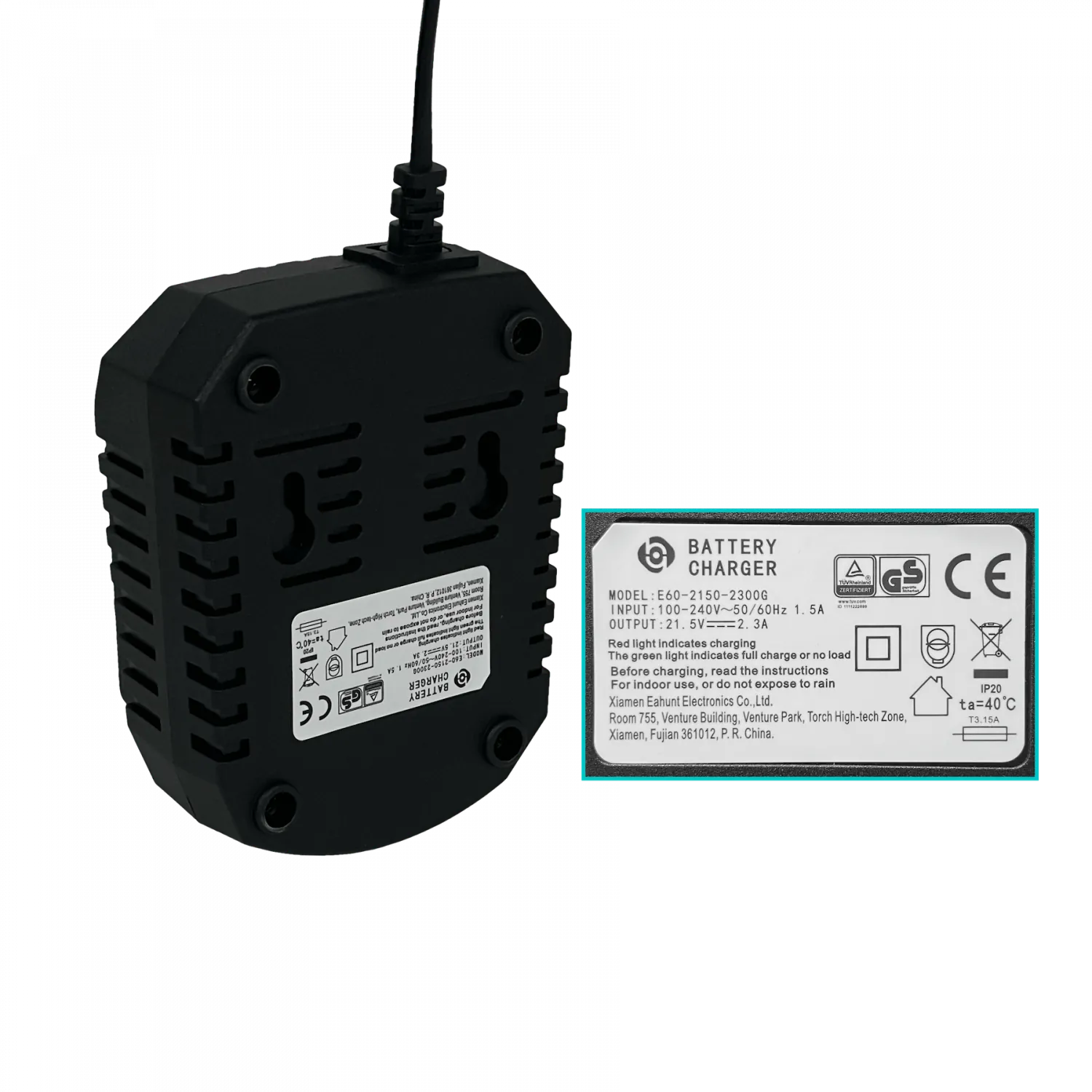 Cargador de Bateria inteligente 21,5V 2,3A Largo-145cm IP20,RUIBA 1