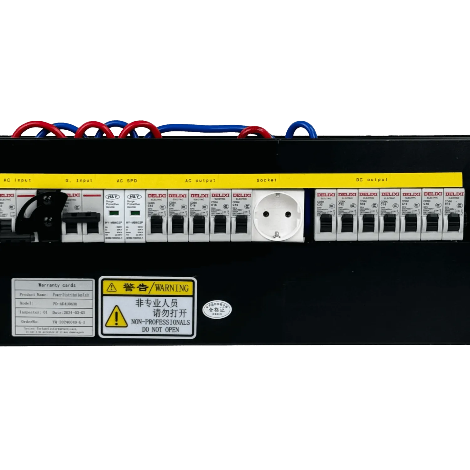 Sistema de Transf Manual 63A 1-Fase  5-out-AC 1-SchukO 7-out-DC Rack 4U 1