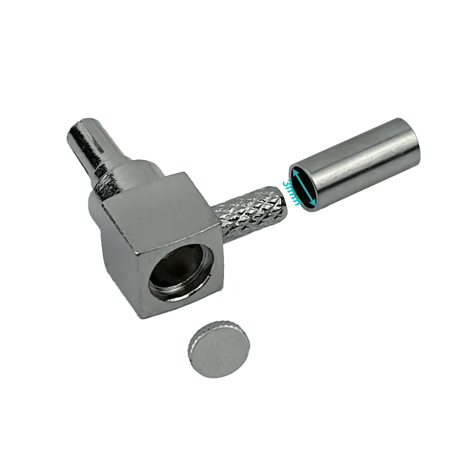 Conector Crimpeable CA100 RG174 CRC9-Macho 90-Grados RG316  1