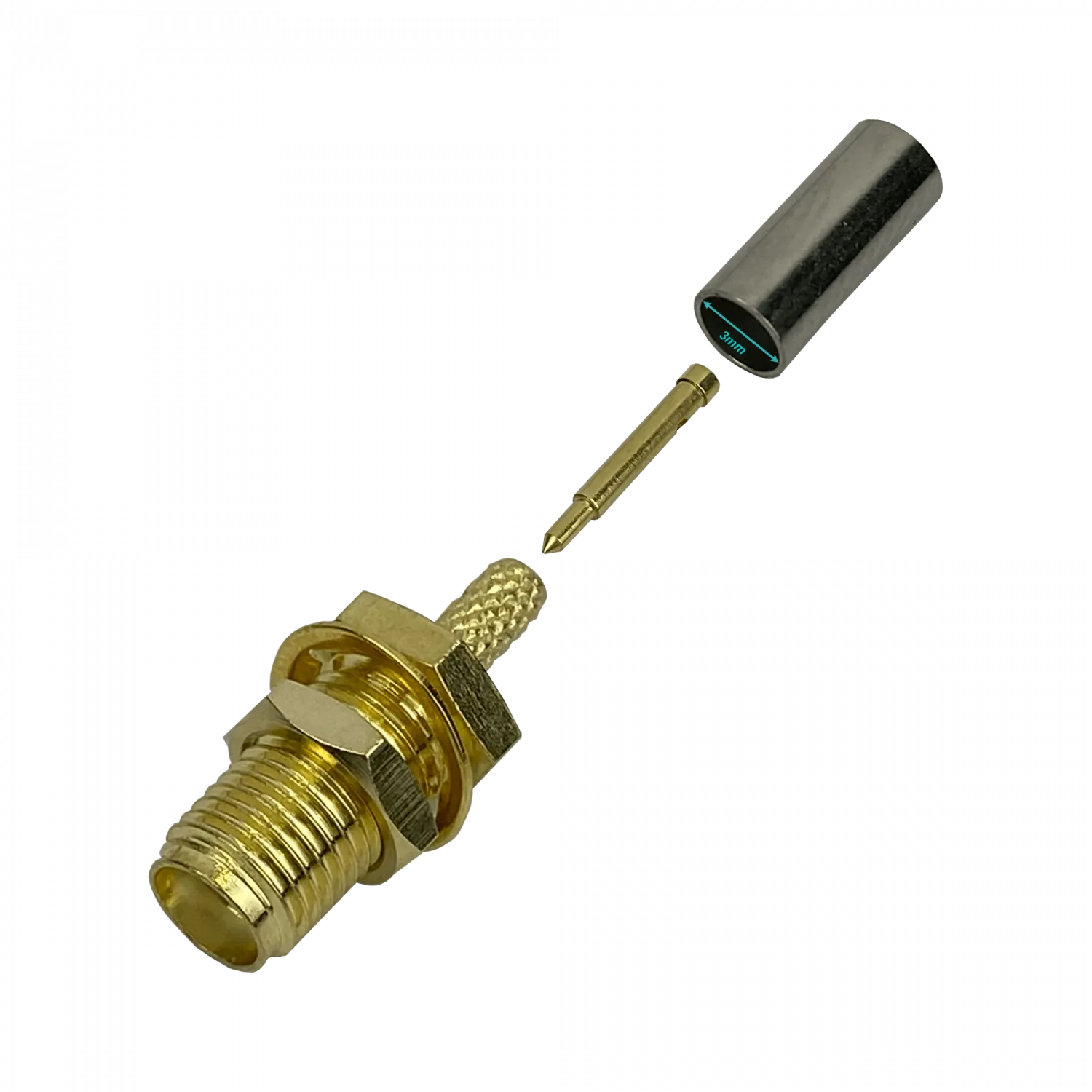 RPSMA-Hembra RG316 Conector Coaxial Crimpeable CA100 RG174 1