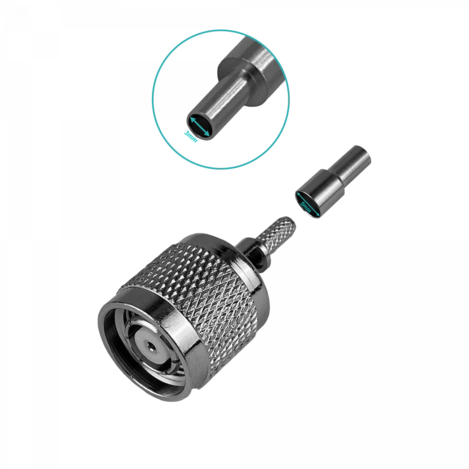 RPTNC-Macho RG316 Conector Crimpeable CA100 RG174 1