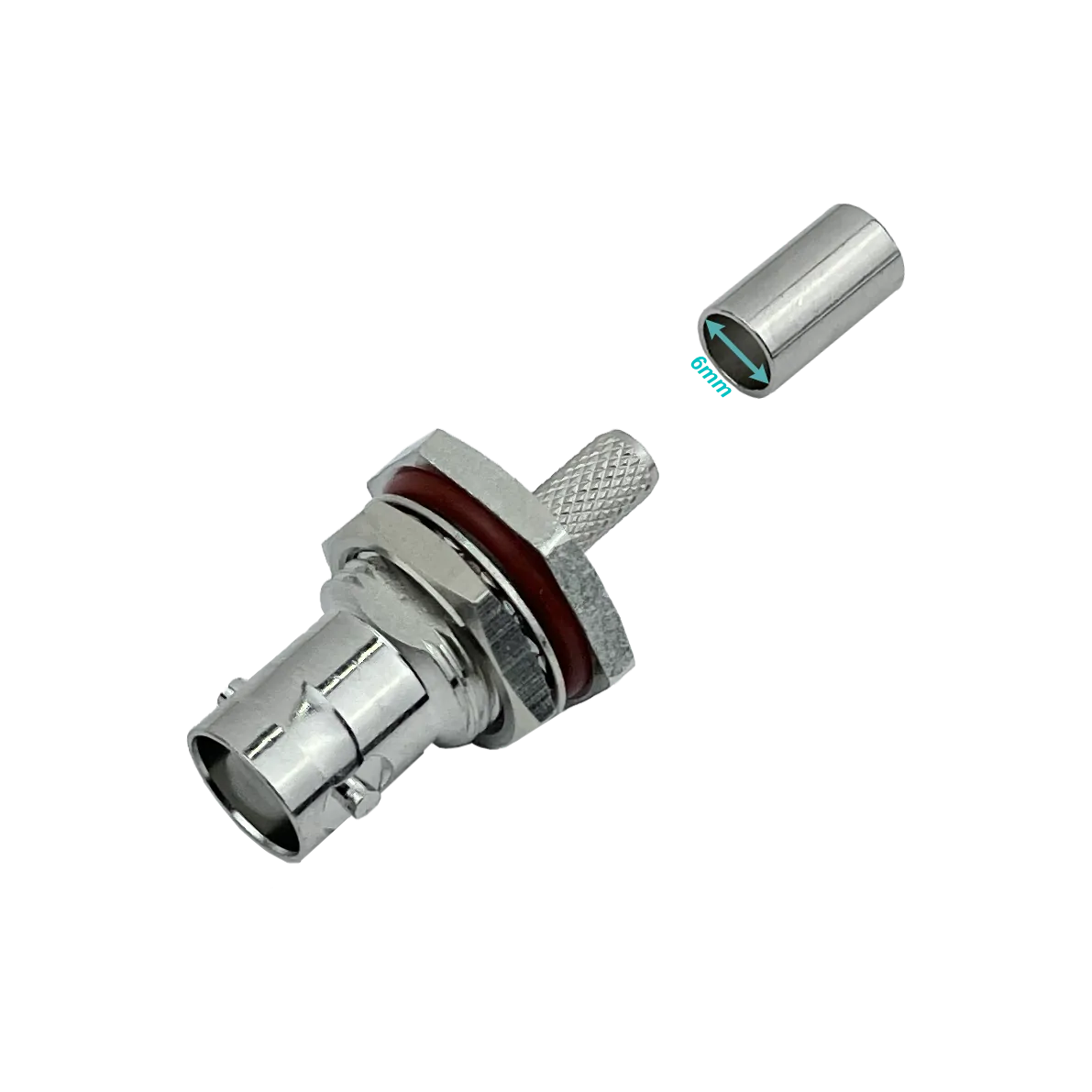 Conector BNC hembra BH2E LMR195 RG58 13mm panel crimpeable coaxial 1