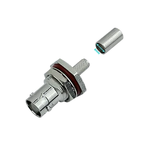 Conector BNC hembra BH2E LMR195 RG58 13mm panel crimpeable coaxial