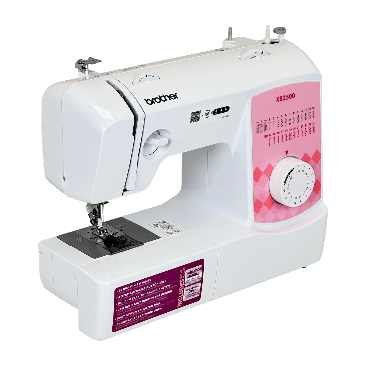 Máquina de Coser Brother XB2500, 25 Puntadas, Ojal en 4 Pasos, Enhebrador Automático 1