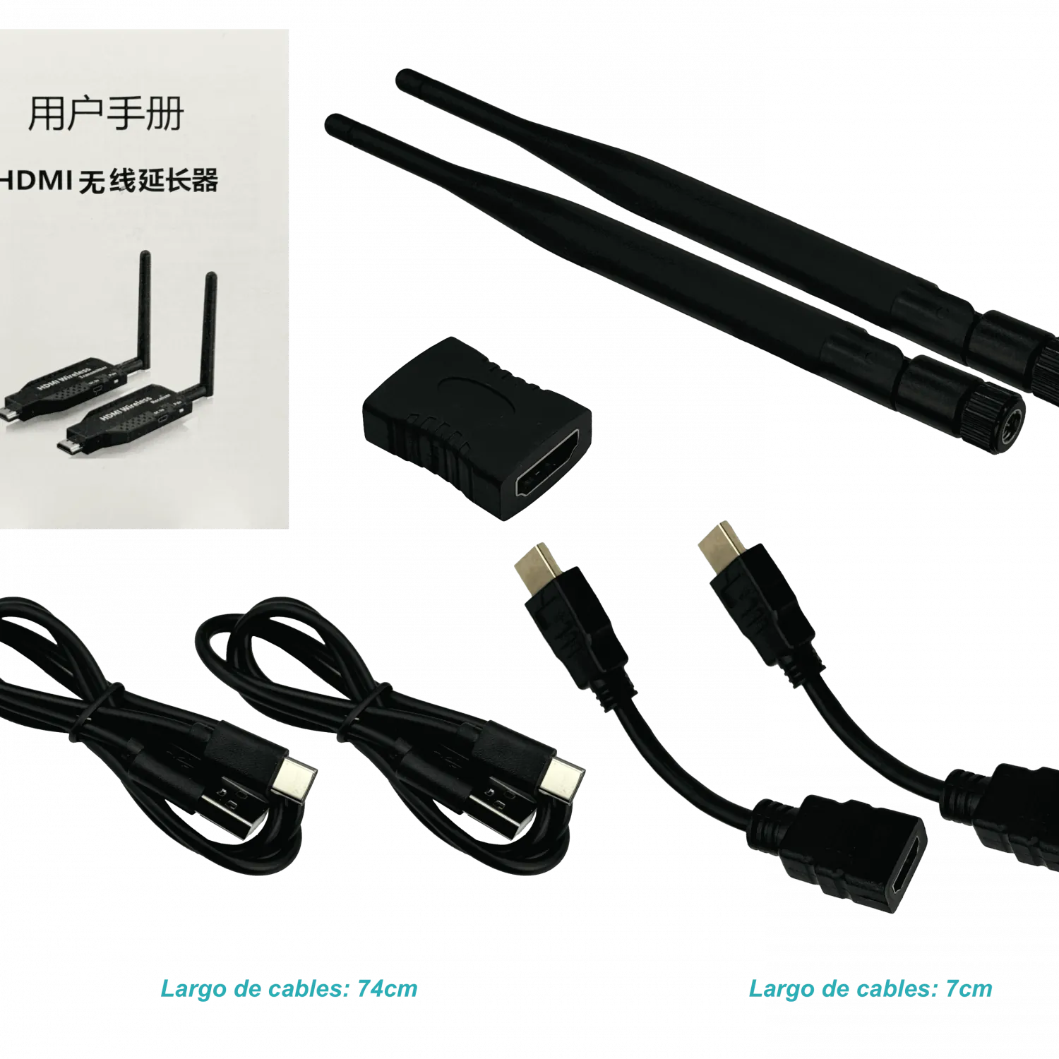 Kit HDMI Inalámbrico HDMI-50MT con Antenas Desmontables, 50m, 5.8GHz 1