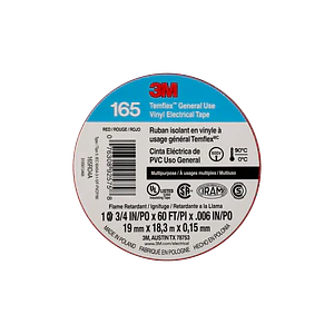 3M 18mt 165 Roja Huincha Cinta Aisladora PVC 19mm 0,15mm 600V 0-90ºC