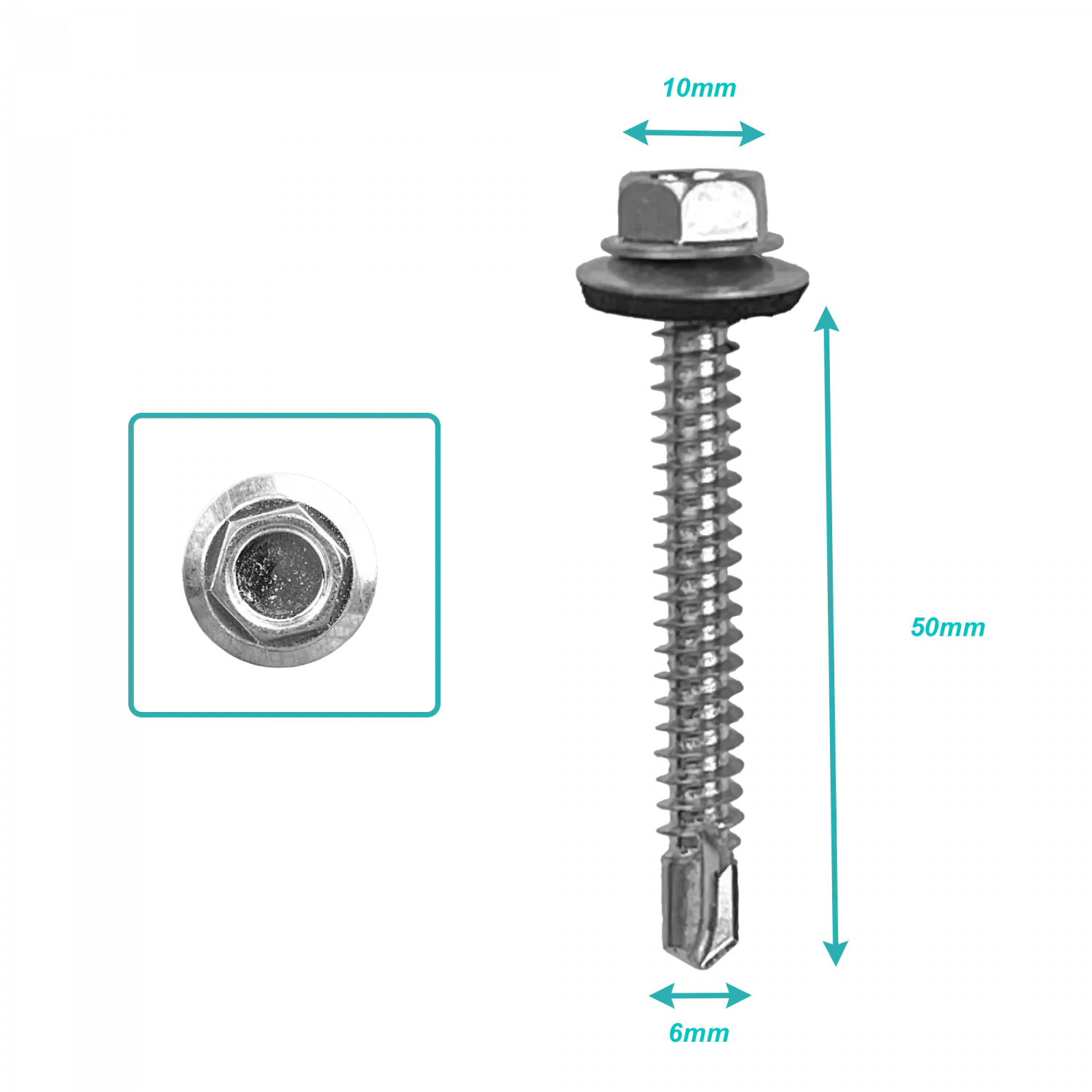 Hexagonal-10mm 100u. 14x2 Largo-50mm Tornillo Autoperforante 641464001 1