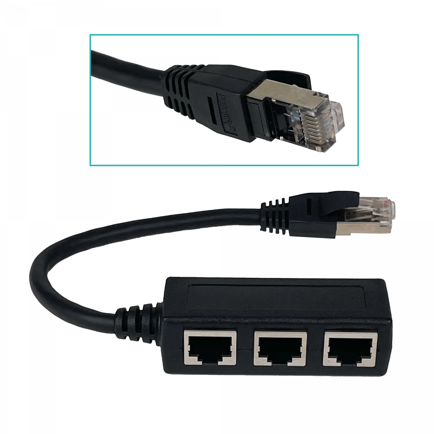 Adaptador de Red Divisor de Cable Ethernet CAT6 1-RJ45-M 3-RJ45-H 1
