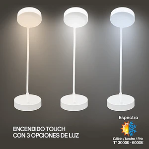 Lampara LED Dimeable-Touch inc-Pila 18650 Litio Recargable USB-AM