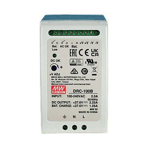 Fuente de Poder MEANWELL 27,6VDC 100W - Ajustable, montaje en riel DIN