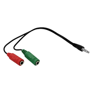 Cable Divisor de Audio 1x Jack 3.5mm Macho a 2x Jack 3.5mm Hembra, 20cm