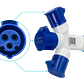LEXO Triple Enchufe Industrial 1-Macho 3-Hembra 2P+T 16A IP44 250V - Miniatura 1