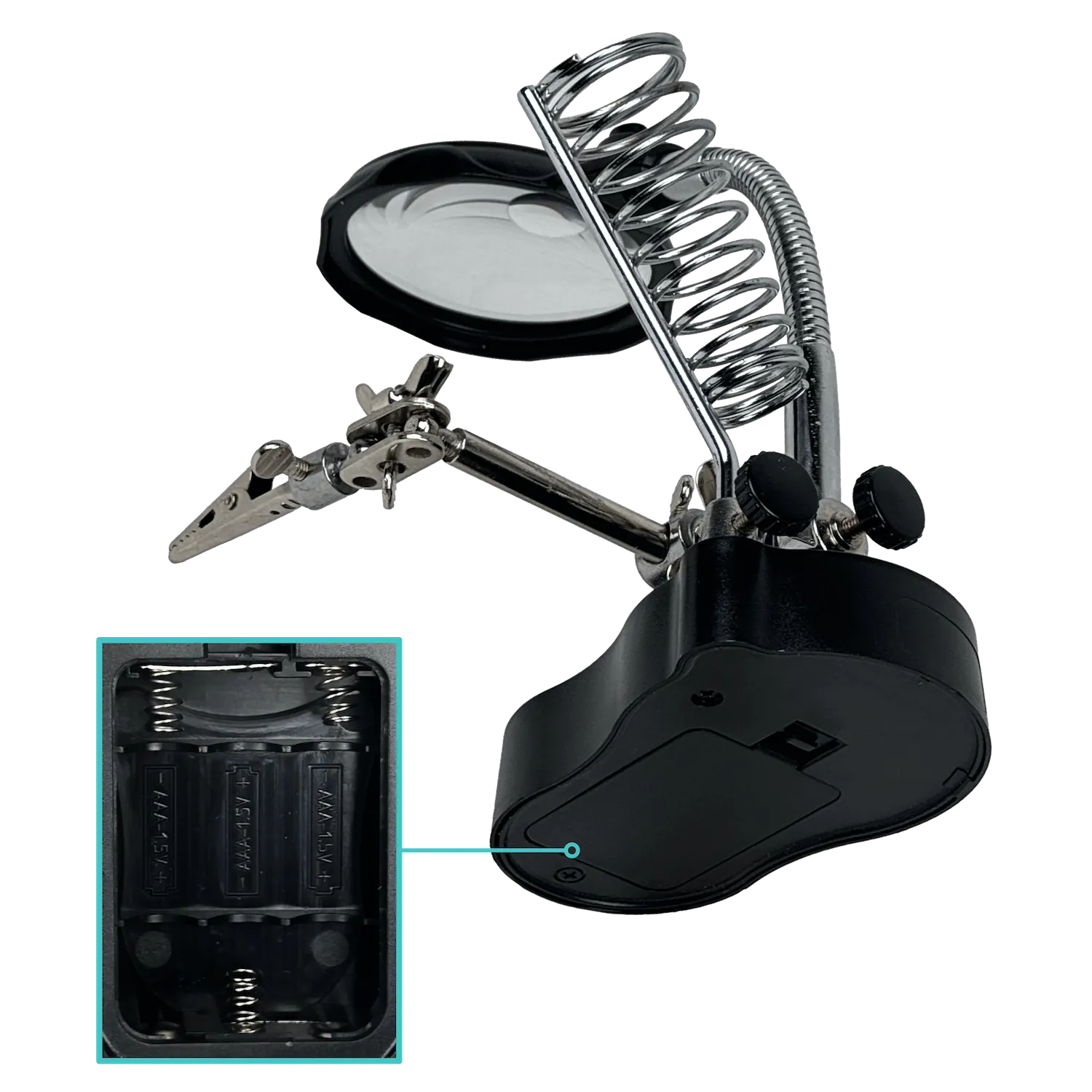 Tercera Mano Porta Soporte Cautin Lupa/3,5X /12X 2-Led Req 3-Pila-AAA 1