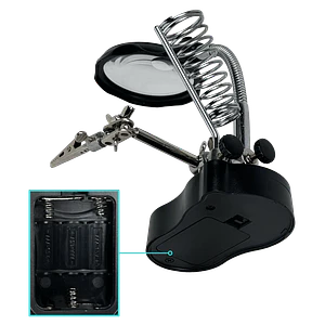 Tercera Mano Porta Soporte Cautin Lupa/3,5X /12X 2-Led Req 3-Pila-AAA