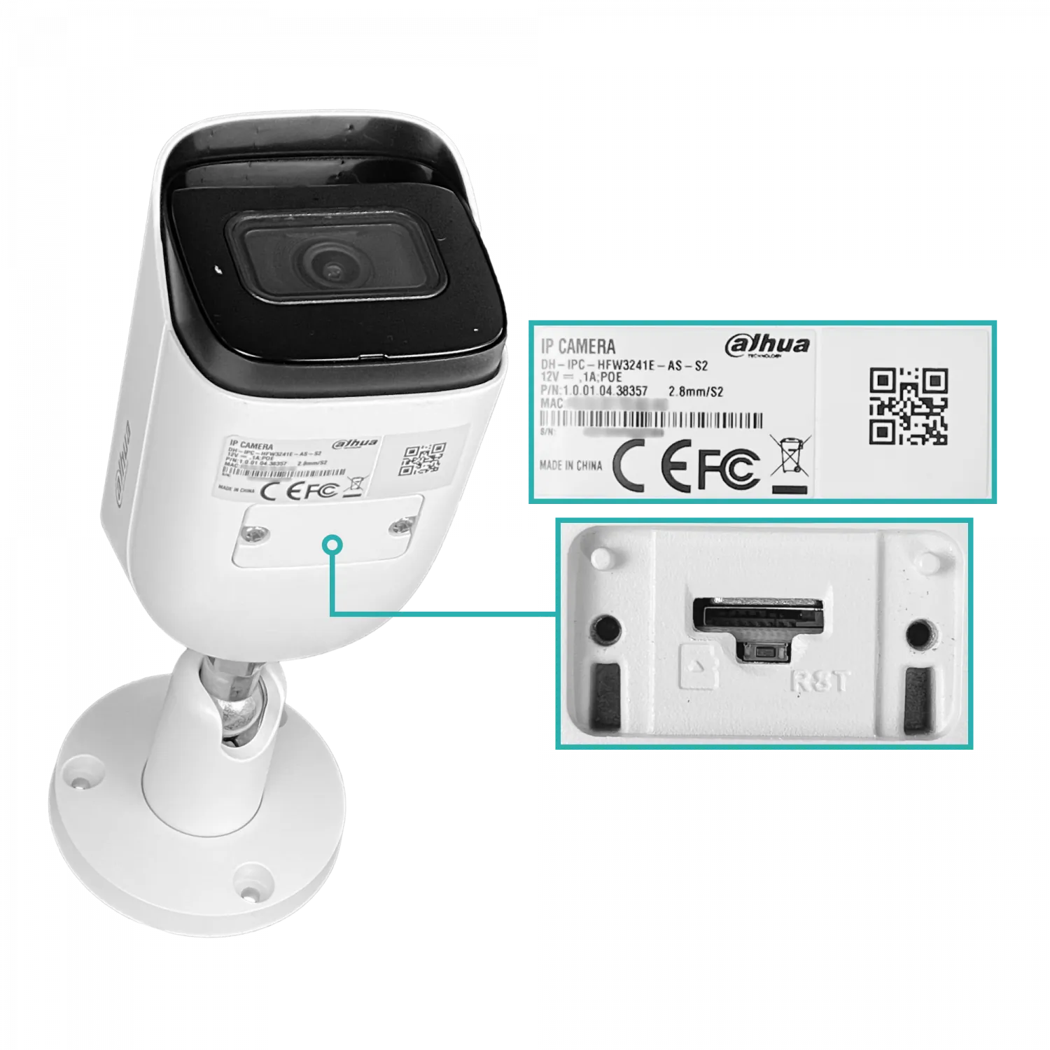 Cámara IP Dahua DH-IPC-HFW3241E-(A)S-S2 2MP Bullet IR Fijo WizSense, Micrófono, PoE, IP67 1