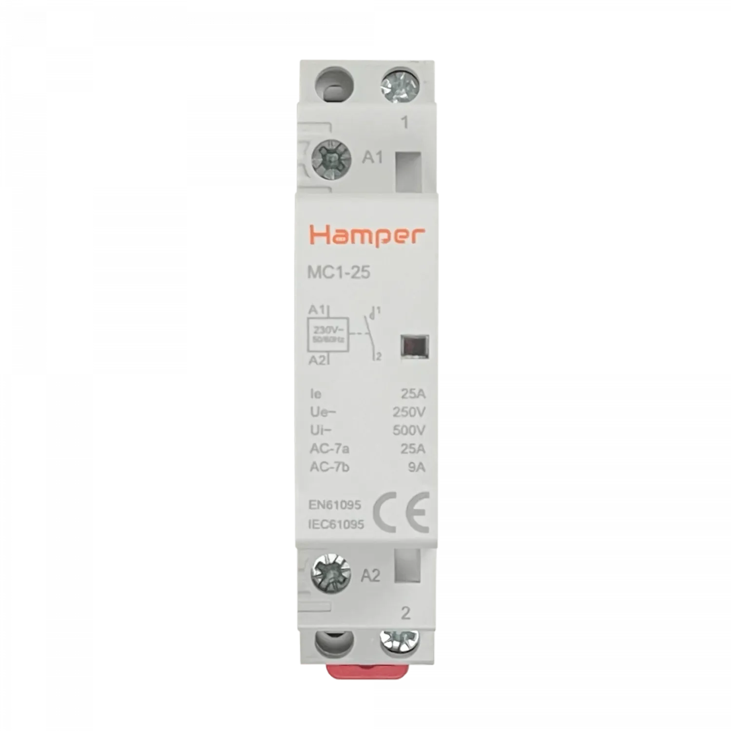 HAMPER 25A Contactor Monofasico Modular 230/400V 1NA IP20 Certif-SEC 1