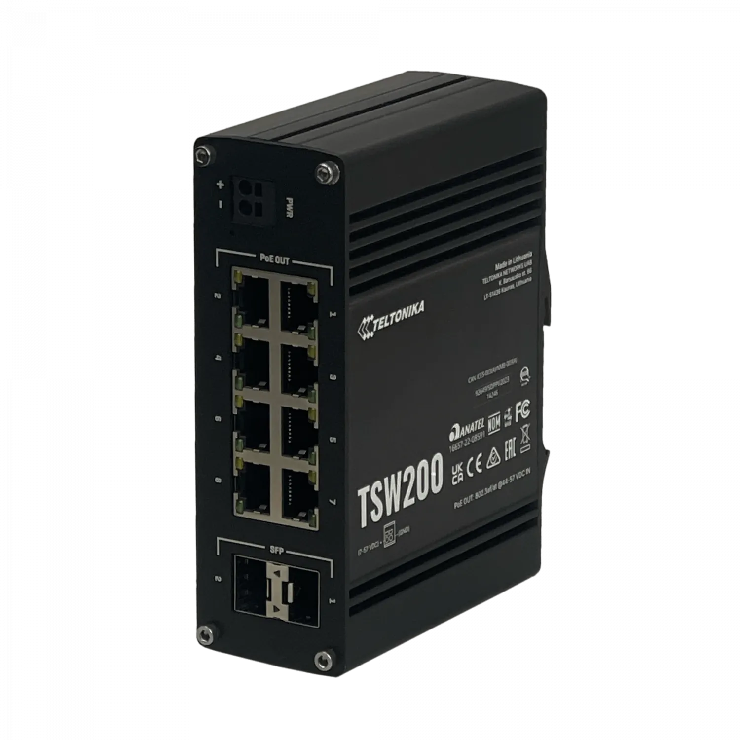 Switch PoE+ Industrial Teltonika TSW200, 8 Puertos Gigabit, 2 SFP, 240W, Carcasa Metálica 1