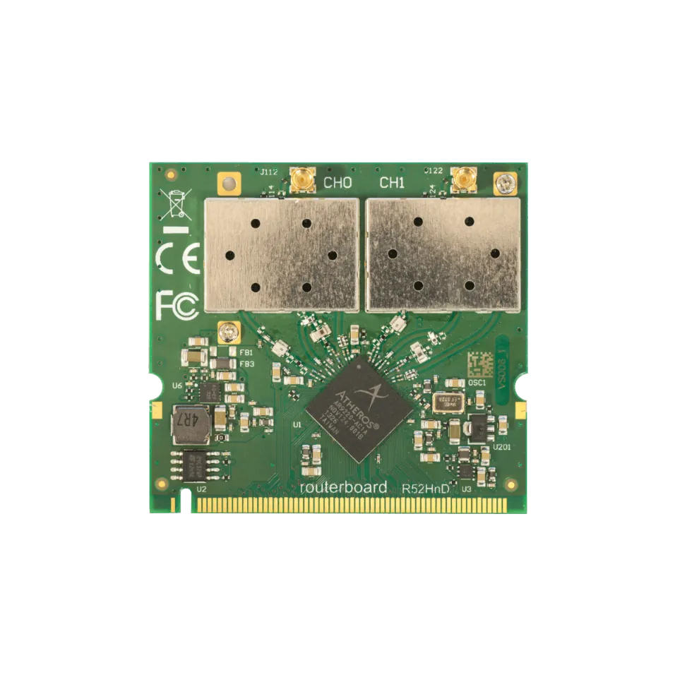Tarjeta MiniPCI MikroTik R52HnD - Doble Banda 2.4/5 GHz, Alta Potencia, 802.11a/b/g/n 1