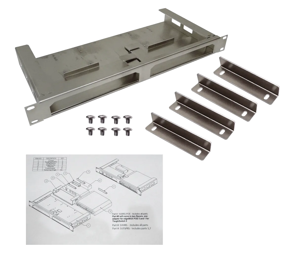 Soporte para Rack 1U RFARMOR, Para dos TS-5-POE, TS-8-PRO, ERLITE-3, ERPOE-5 1