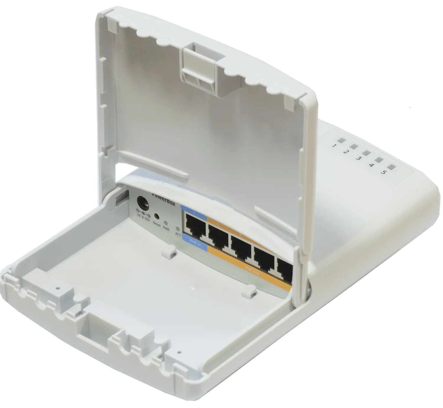 Router MikroTik PowerBox RB750P-PBr2 - 5 Puertos Ethernet, 4 PoE Out, CPU 650MHz, 64MB RAM  1