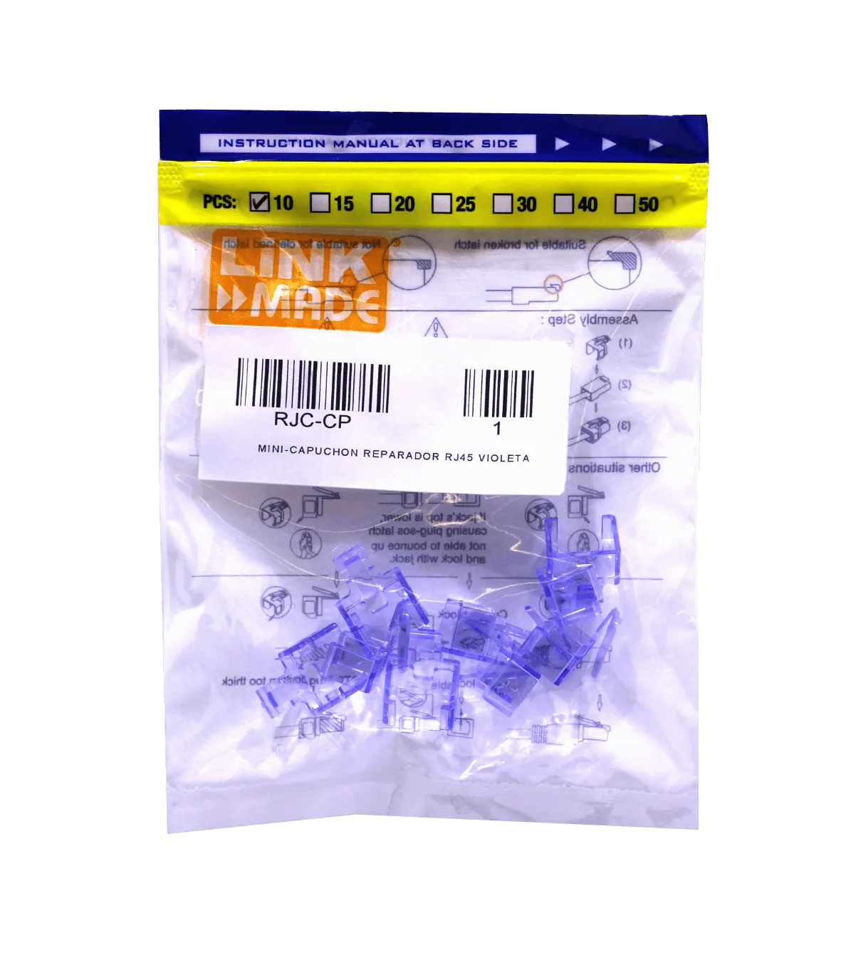 Mini Capuchón Reparador LINKMADE Morado RJ45 Bolsa 10u 1