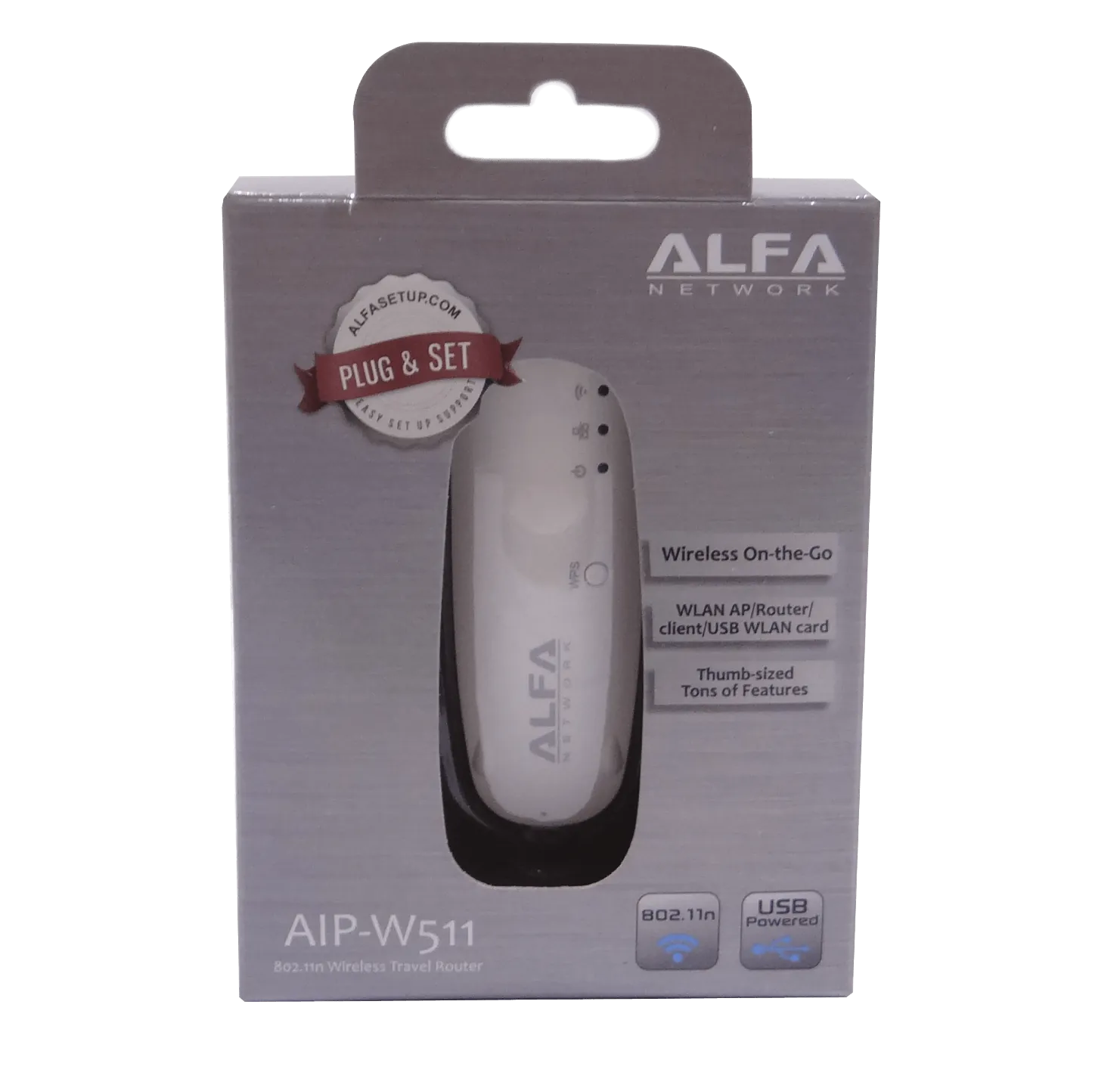 Mini Router ALFA AIP-W511 Inalámbrico 802.11n con Puerto USB y WPS 1