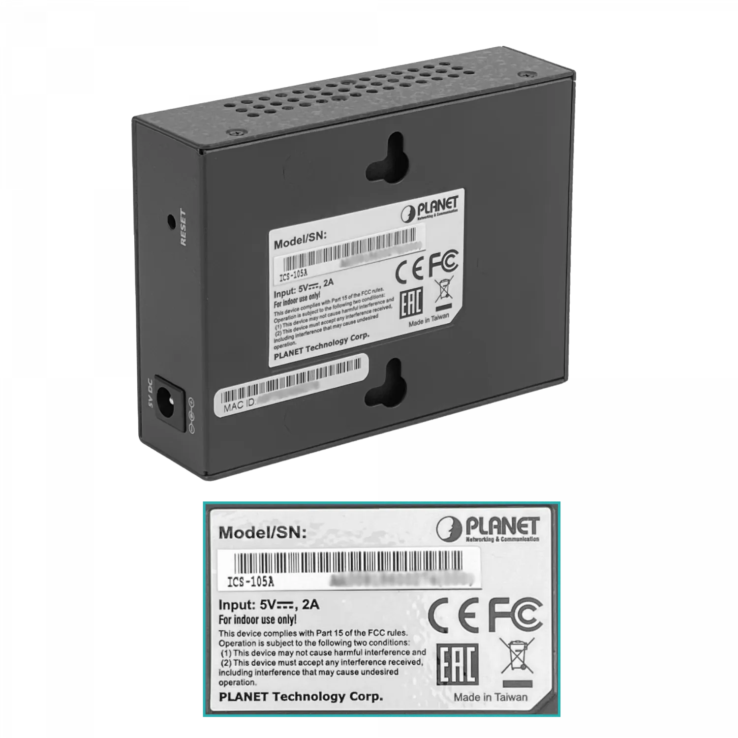 PLANET 1-SFP-100 1-DB9-M RS232 RS422 RS485 5VDC Convertidor Ethernet 1