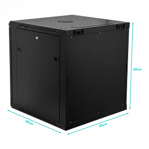 Gabinete Rack LINKMADE RK12-6LD 12U 60cm de Fondo Desarmado para Montaje en Pared - Negro
