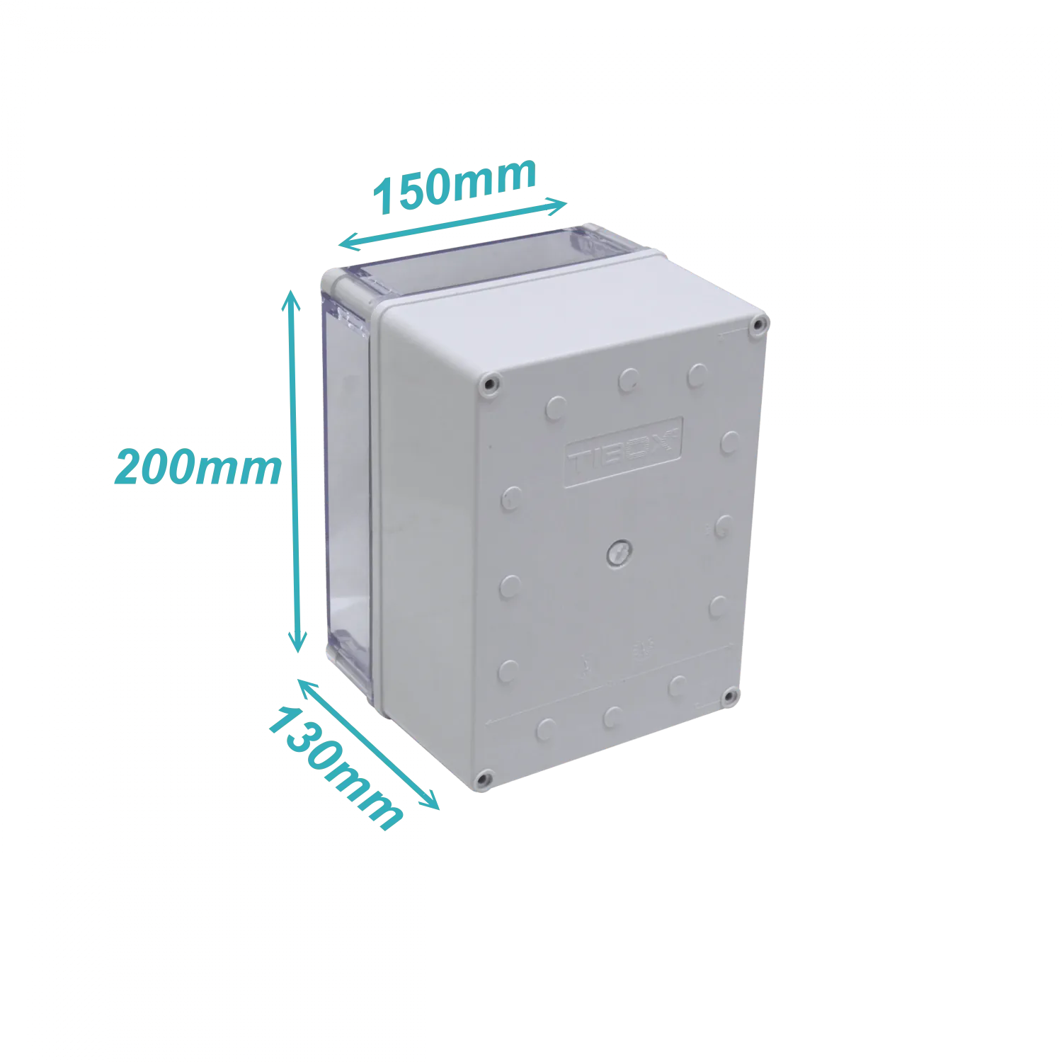 150x200x130mm Caja ABS IP66 Tapa-Transparente c/Placa-Aluminio 1