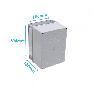 150x200x130mm Caja ABS IP66 Tapa-Transparente c/Placa-Aluminio