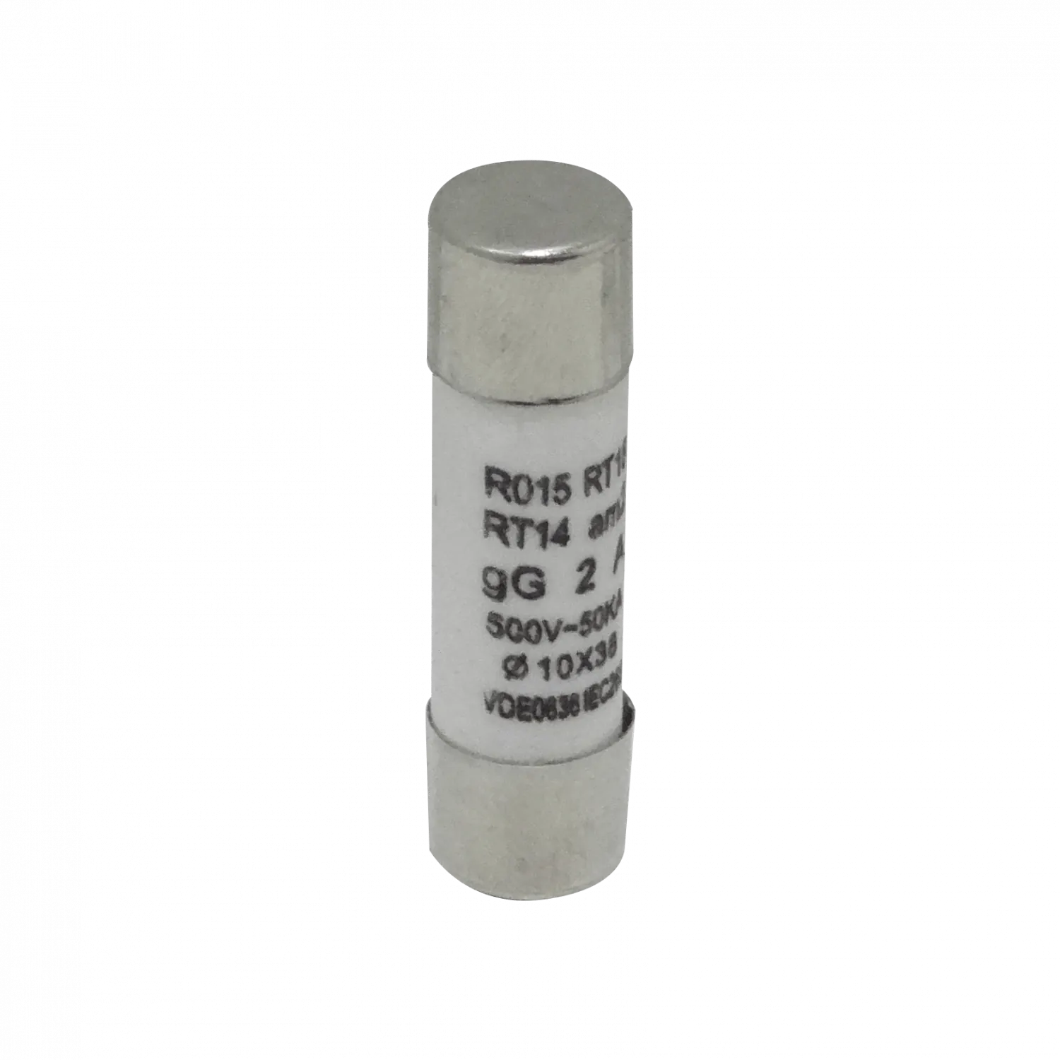Unid 2A 10x38mm 500V 50KA Fusible Cilindrico 36mm-Largo 9,5mm-Diametro 1