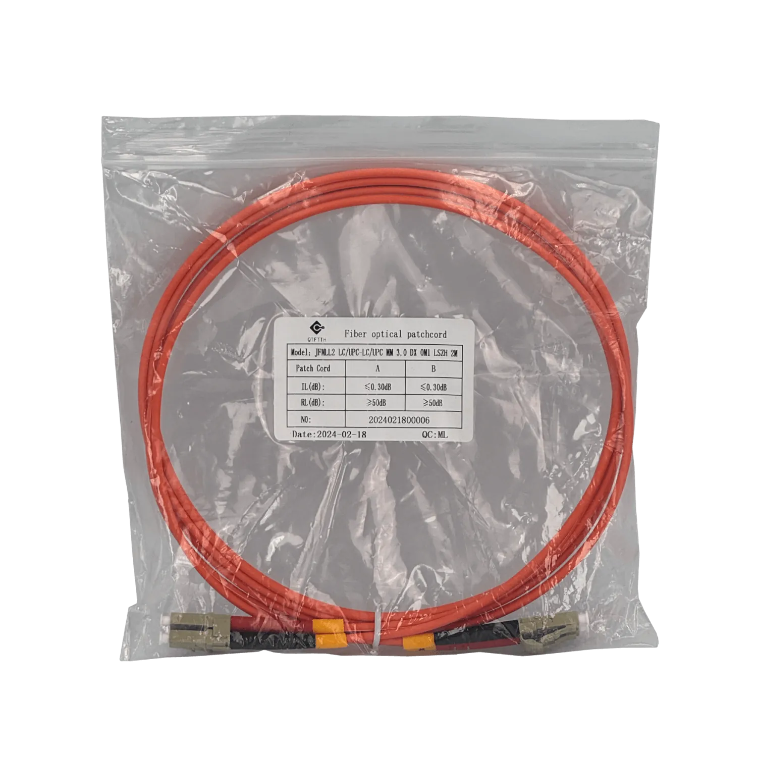 2mt LC-LC OM1 MultiModo MM Duplex Jumper Fibra 62.5/125um 3mm LSZH 1