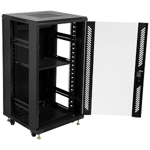 Gabinete Rack LINKMADE RK22-6LD 22U 60cm de Fondo Desarmado con Ventilador y PDU - Negro