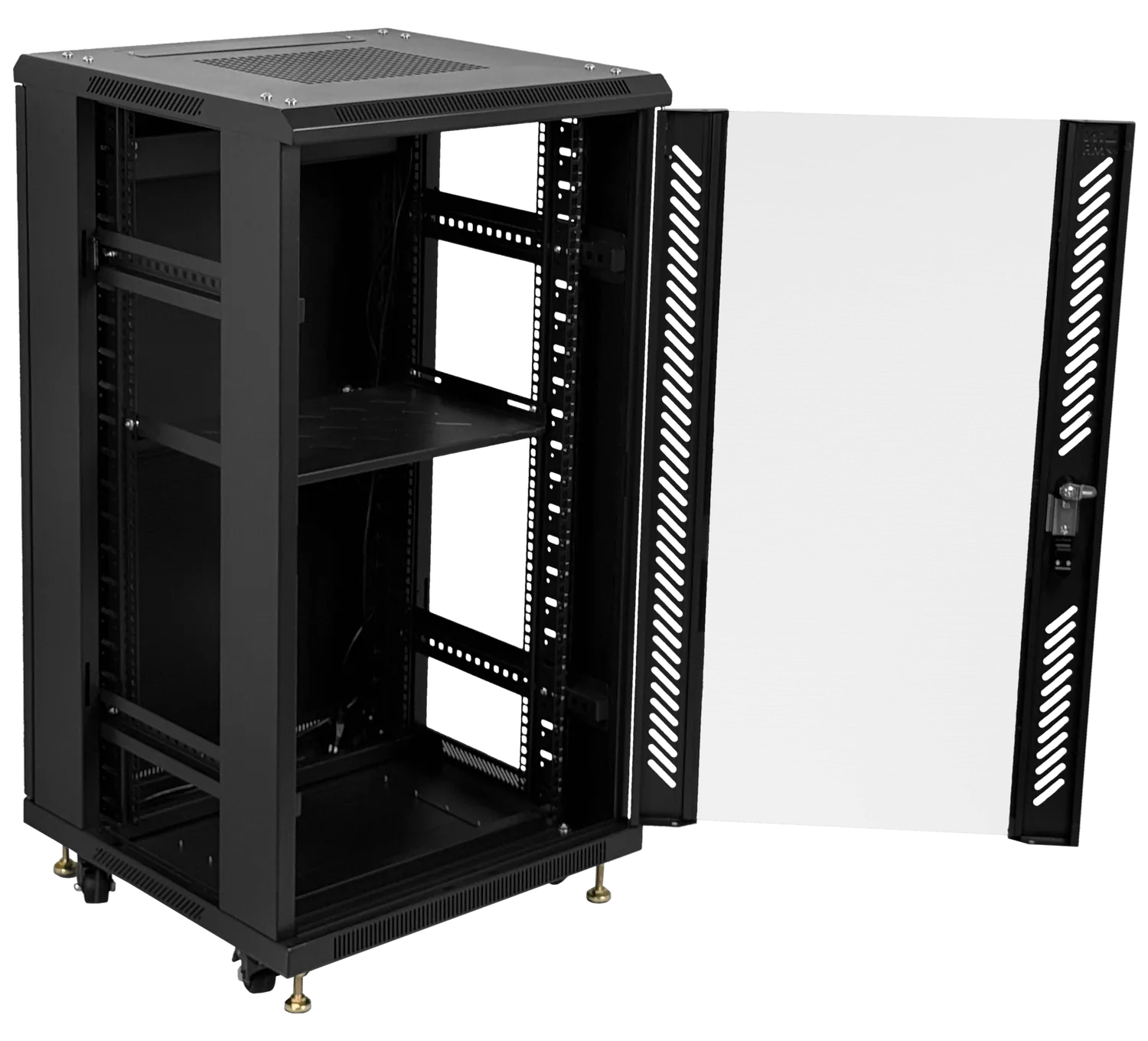 Gabinete Rack LINKMADE RK22-6LD 22U 60cm de Fondo Desarmado con Ventilador y PDU - Negro 1