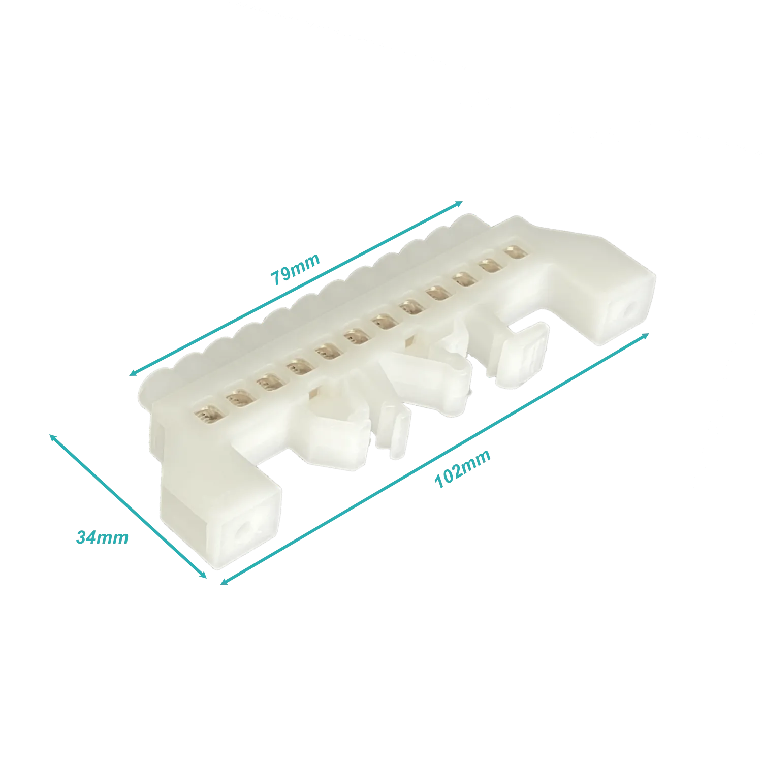 Regleta Blanco 12-Conexiones 4mm Riel Din Distribucion Electrica 1